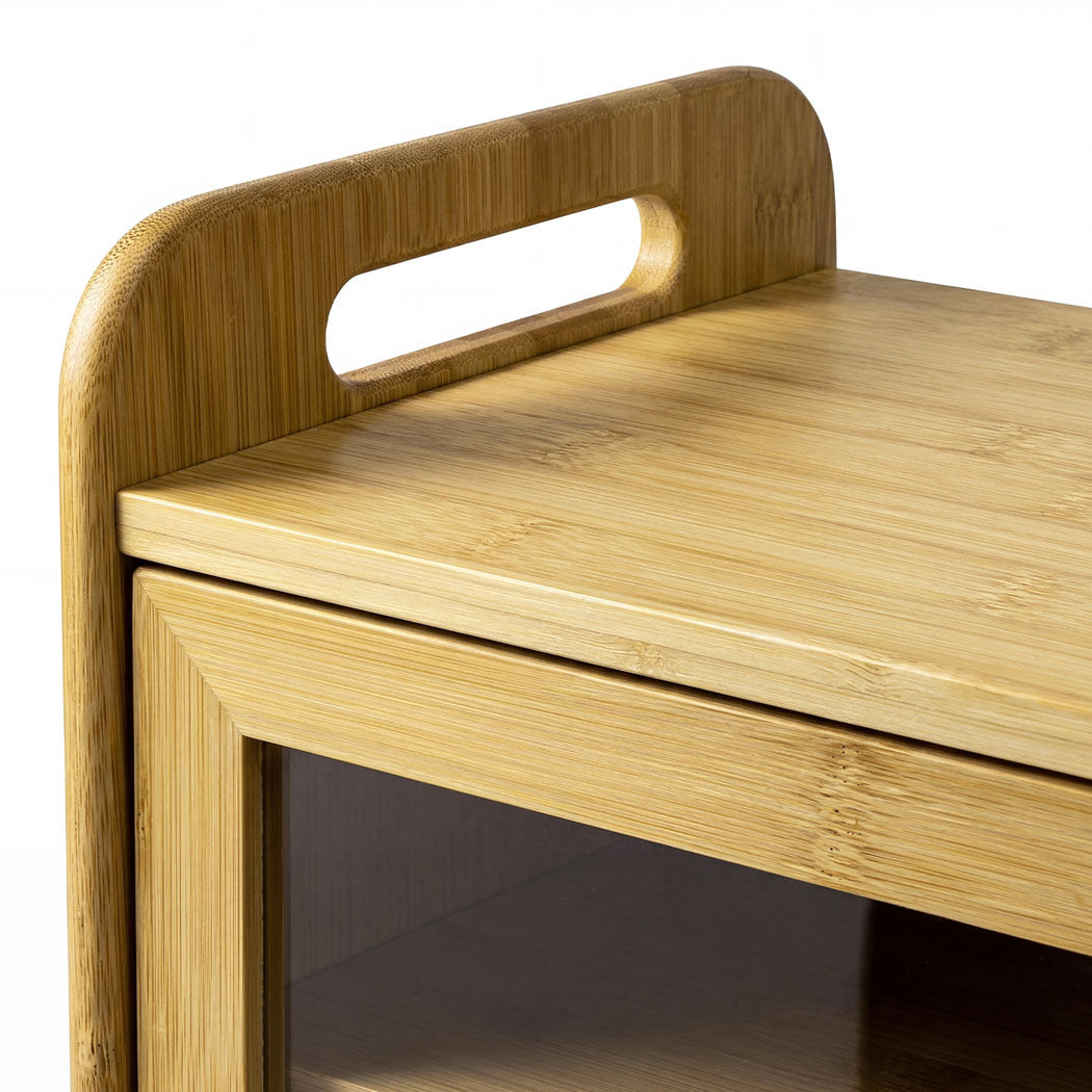 Toque Bread Bin 2 Tier Bamboo Bread Box Kitchen Counter Storage Container 20L