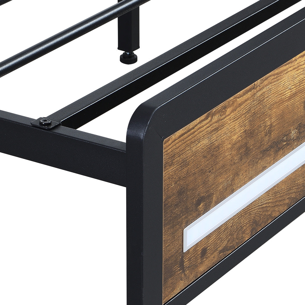 Cozy Double Bed Frame Storage Headboard Industrial  Sleek Modern Look