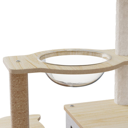 Cat Tree Tower Scratcher Beige 50x40x120cm