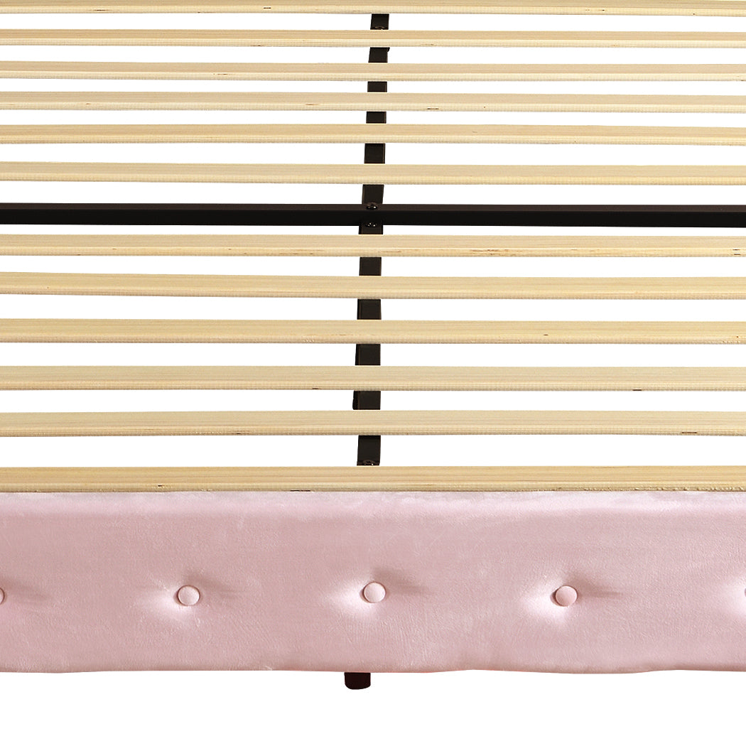 Floating Bed Frame Pink Velvet 204x92x112.5cm