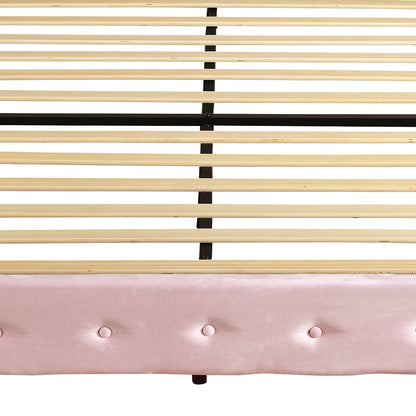 Floating Bed Frame Pink Velvet 204x92x112.5cm