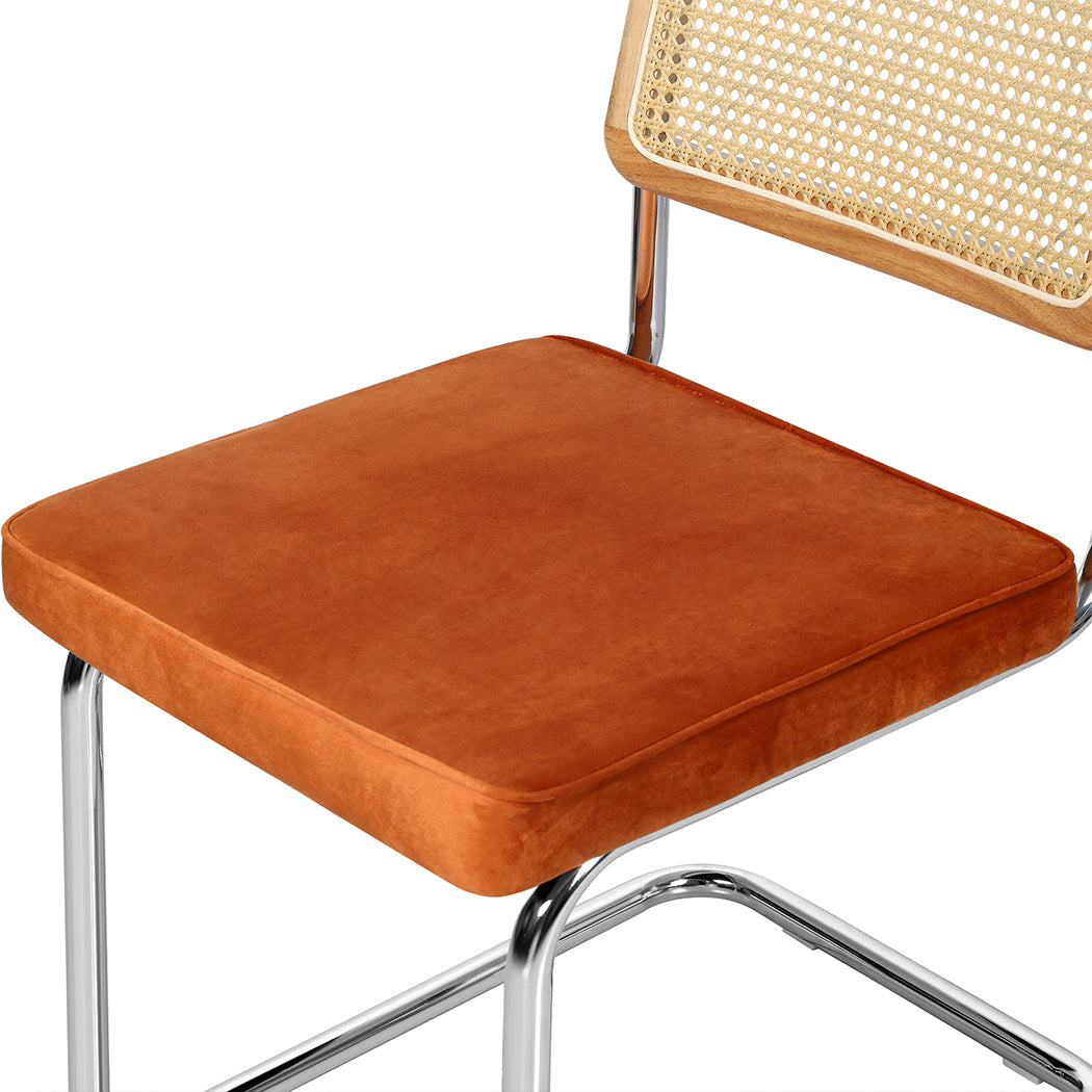 Functional 2xRattan Chair Dining Chairs Orange  Soft Cushion