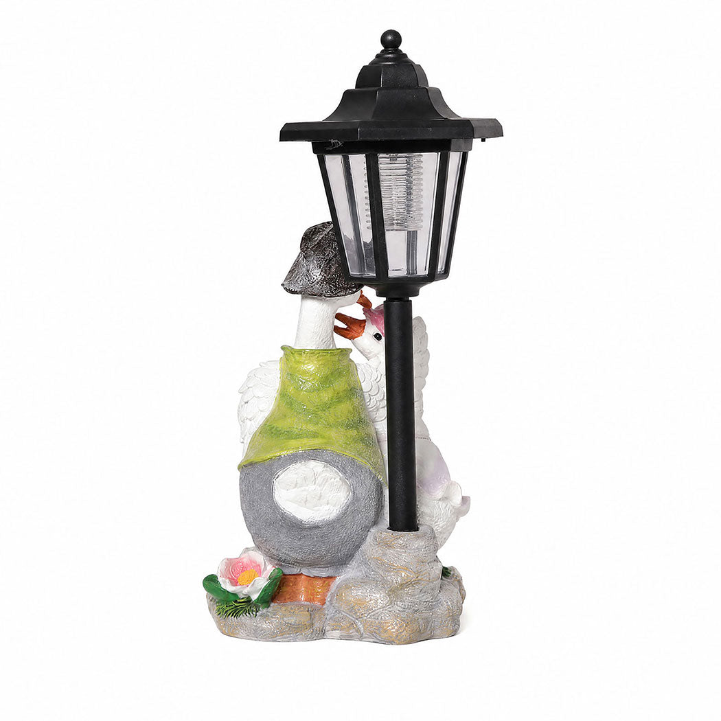 Duck Statue Solar Light White 15.5x12.5x34.5cm