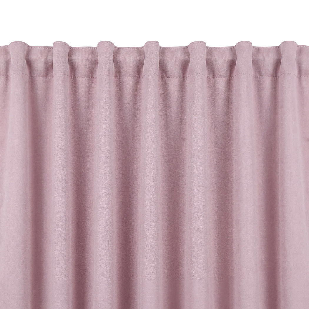Marlow Blackout Curtains Pink 2 Panels Thermal Insulated Pom Pom 132cm x 213cm