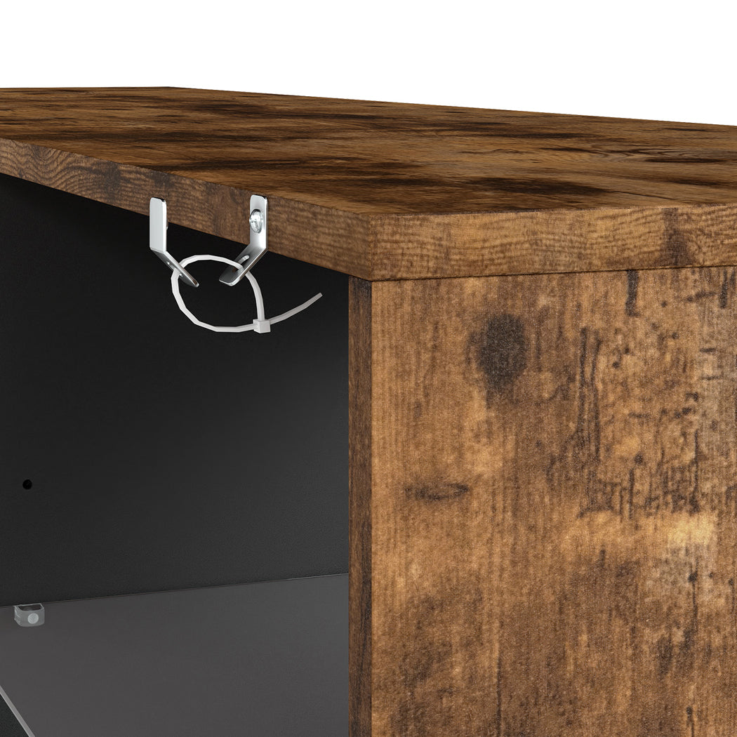 Tv Stand Glass Cabinet Oak 140x35x47cm