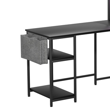 Modern L Shaped Gaming Desk with LED Lights Black  Multipurpose Use