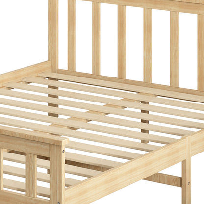Luxury Wooden Bed Frame Queen Size Mattress Natural  Foldable