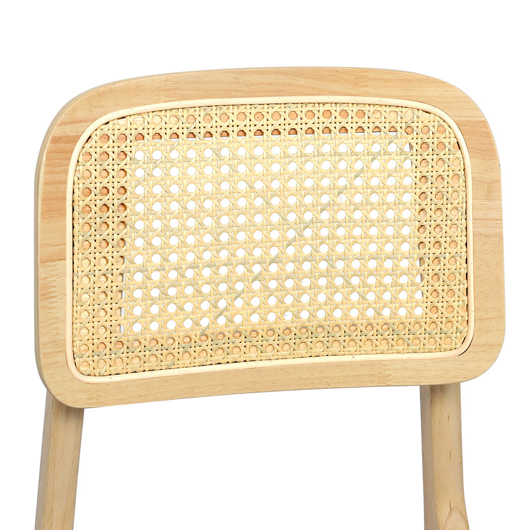 Functional Dining Chair Wood Rattan Armless Natural x6  Premium