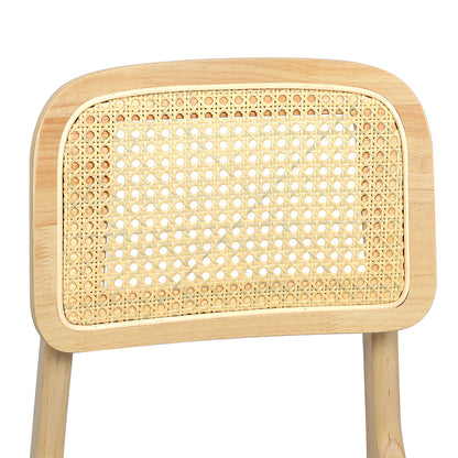Functional Dining Chair Wood Rattan Armless Natural x6  Premium