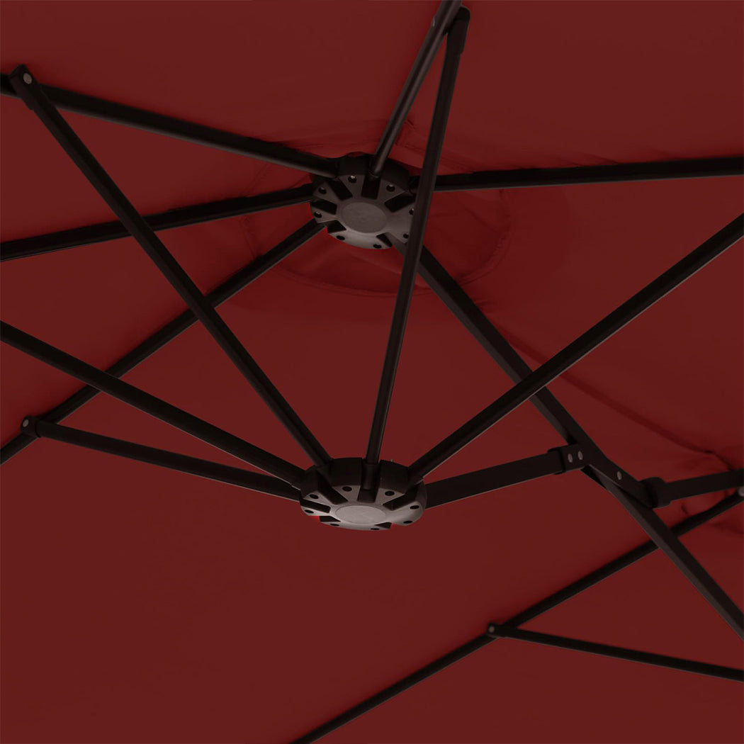 Large Red Patio Umbrella 200x380x233cm