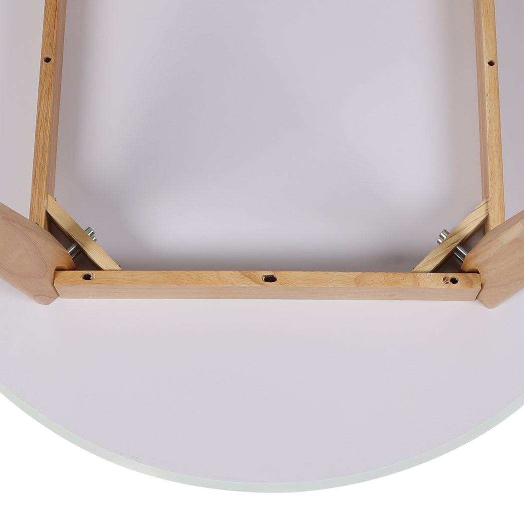 Modern Dining Table Round Rubberwood Base 100cm White 100 CM  Soft