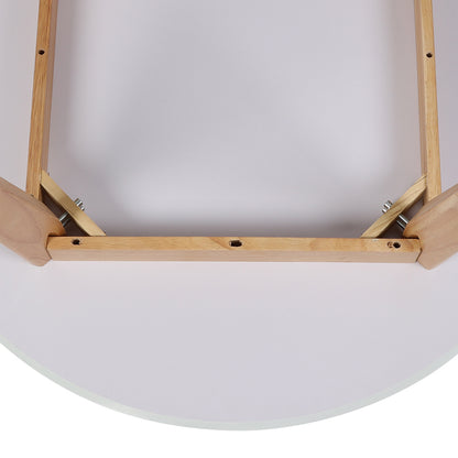 Modern Dining Table Round Rubberwood Base 100cm White 100 CM  Soft