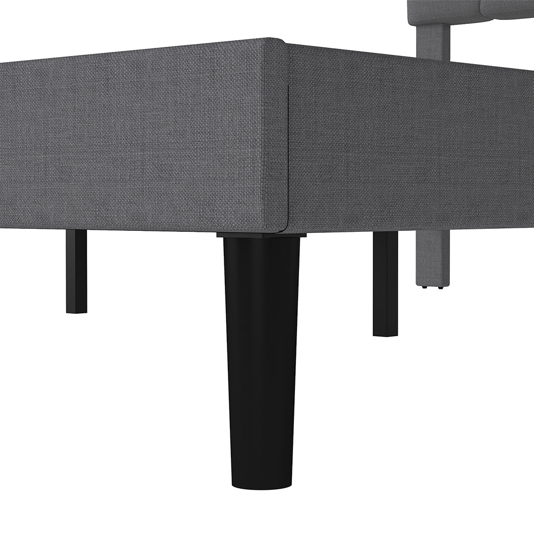 Grey Upholstered Bed Frame Queen 193.5x140x103cm