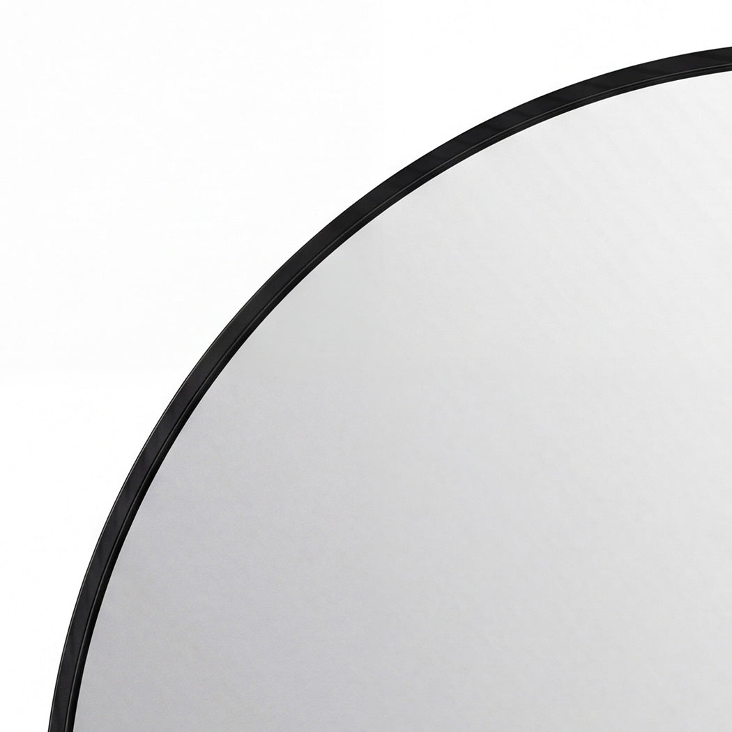 60cm Round Wall Mirror Black Frame Bathroom | HomeAndLiving