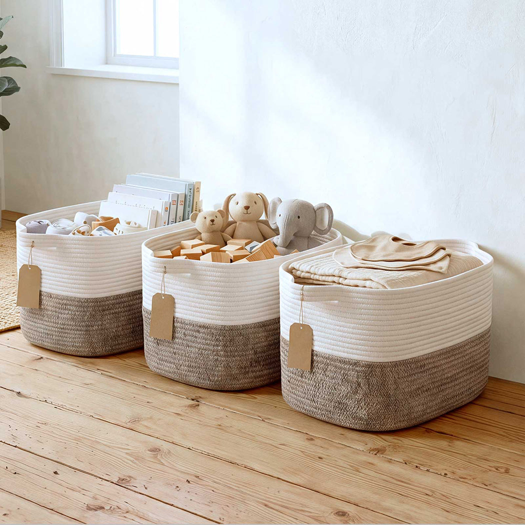 Foldable Storage Baskets Cotton 33x25.5x23cm