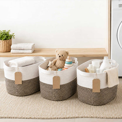 Foldable Storage Baskets Cotton 33x25.5x23cm