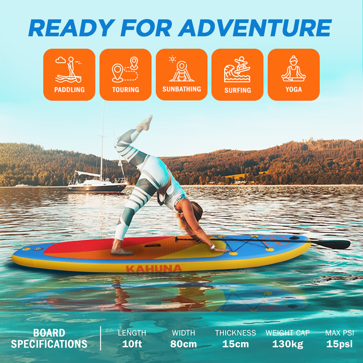 Inflatable Paddle Board Orange 305x80x15cm