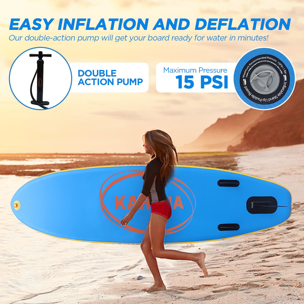 Inflatable Paddle Board Orange 305x80x15cm