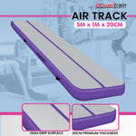 20cm Thick Inflatable Gymnastics Air Track 5m x 1m Purple