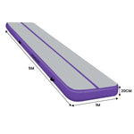 20cm Thick Inflatable Gymnastics Air Track 5m x 1m Purple