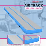 20cm Thick Inflatable Gymnastics Air Track 6m x 1m Blue