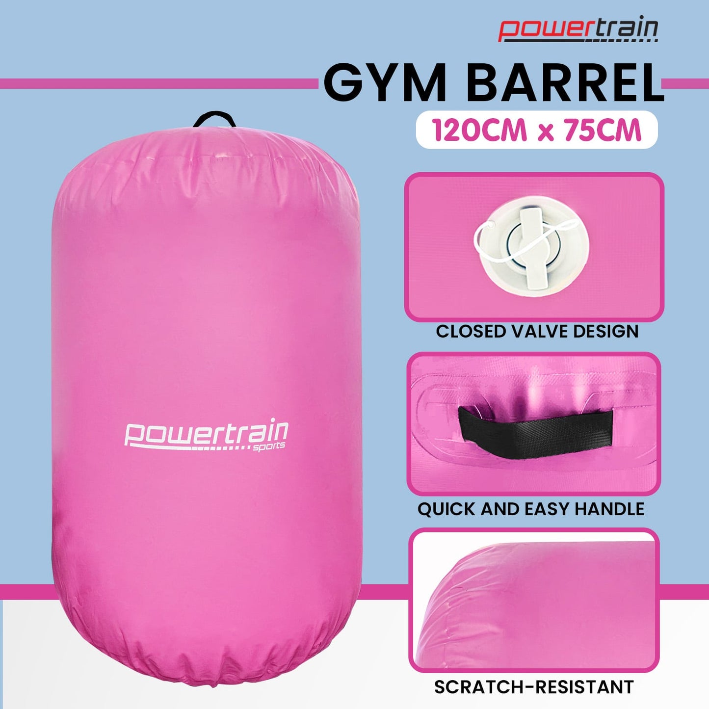 Inflatable Exercise Roller Pink 120x75cm