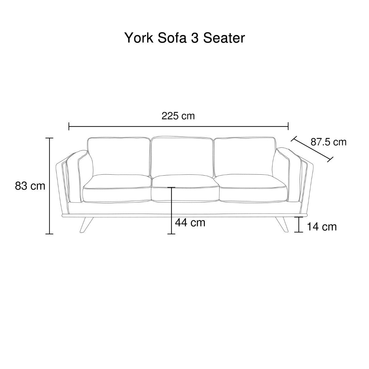Teal Fabric 3-Seater Sofa With Wooden Frame
