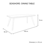 Dining Table 180Cm Medium Size Solid Acacia Wooden Frame In Silver Brush