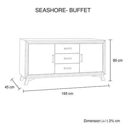 Stylish Silver Brush Buffet Sideboard with Acacia and Veneer Frame