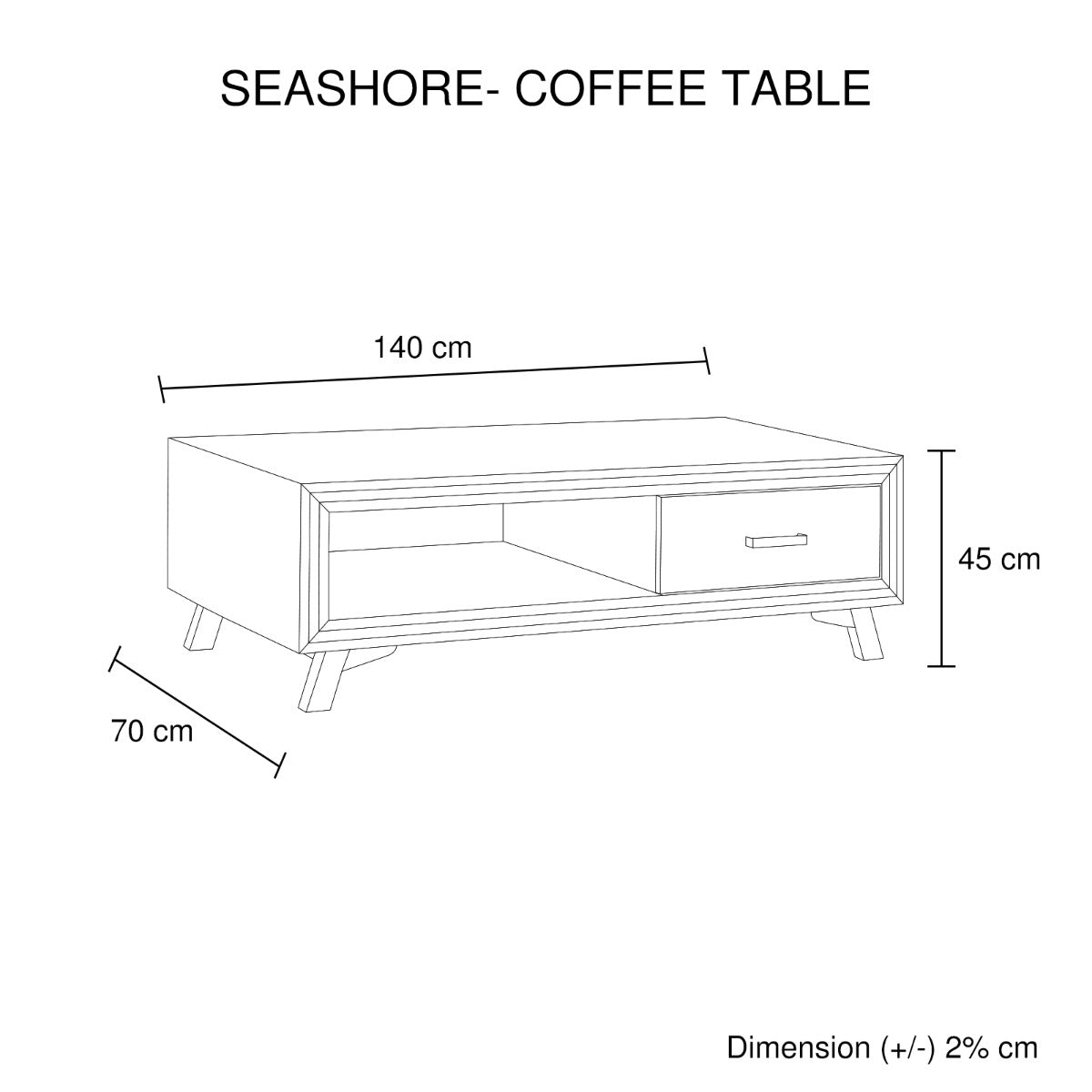 Coffee Table Solid Wood Acacia & Veneer Frame 2 Drawers Storage Sliver Brush
