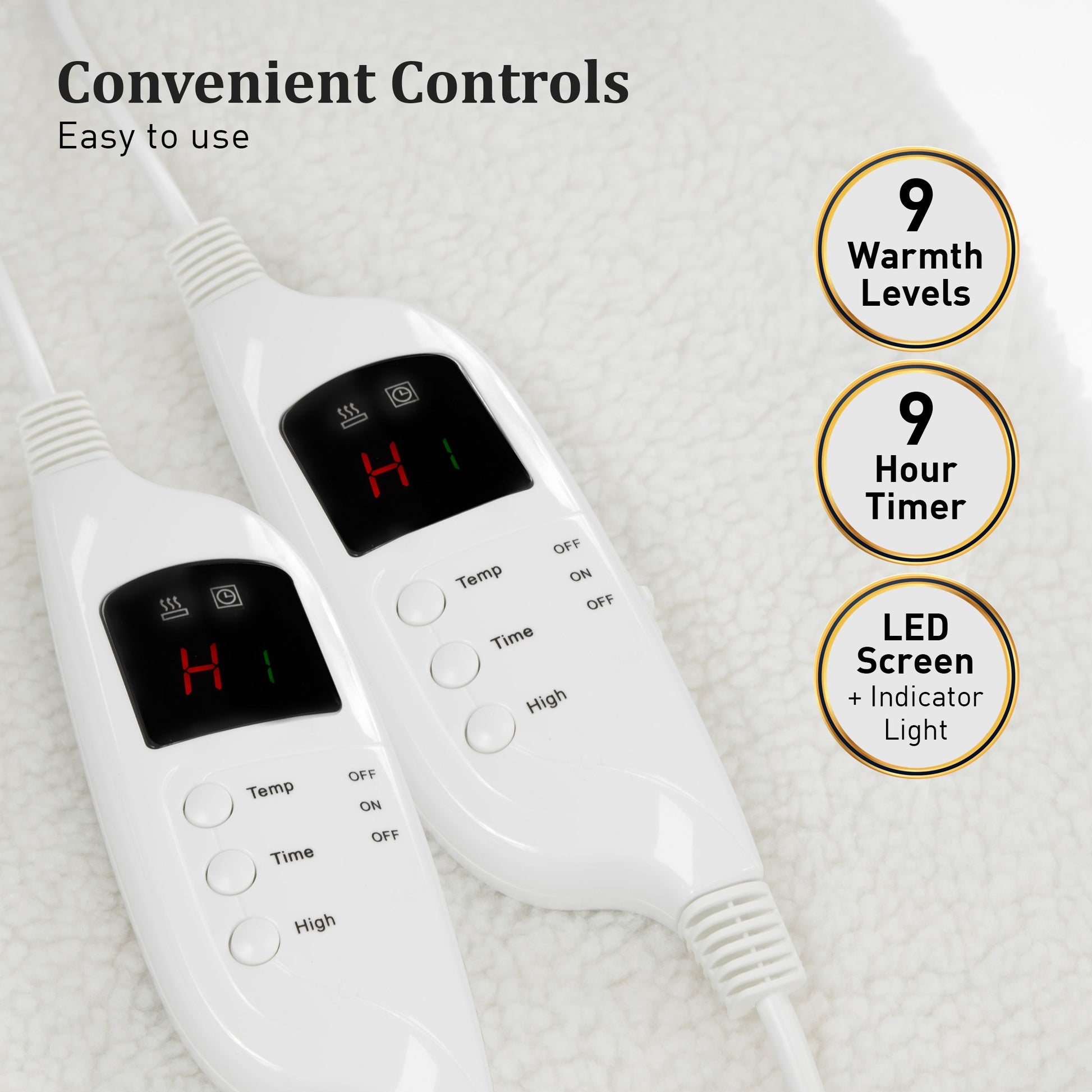 Fleece 9 Level Heated  Electric Blanket - Queen