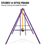 Kids 4-Seater Swing Set Purple Green
