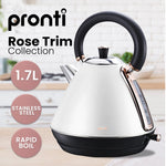 Breakfast Set White with Rose Gold Kettle, Toaster & 1.25L Espresso Machine