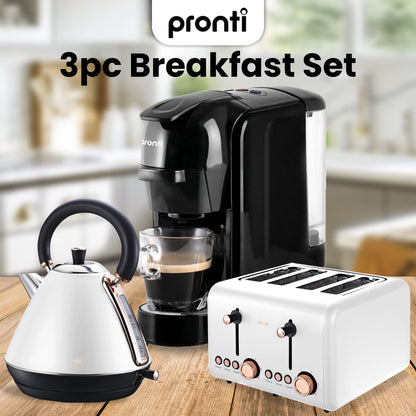 Breakfast Set Silver & Black Kettle 11x27x25cm