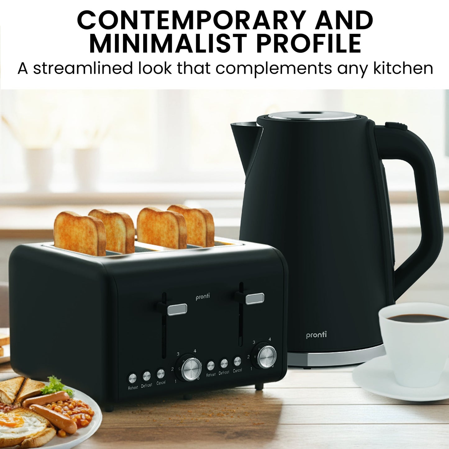 4 Slice Toaster And Kettle Bundle Silver 22x17x24.5cm