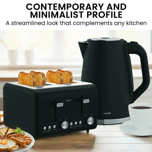4 Slice Toaster And Kettle Bundle Silver 22x17x24.5cm