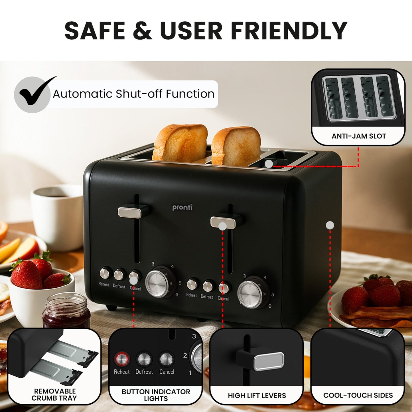 4 Slice Toaster And Kettle Bundle Silver 22x17x24.5cm