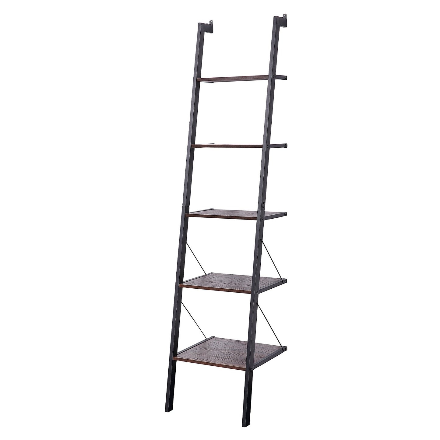  Elegant 5-Tier Ladder Shelf in Walnut