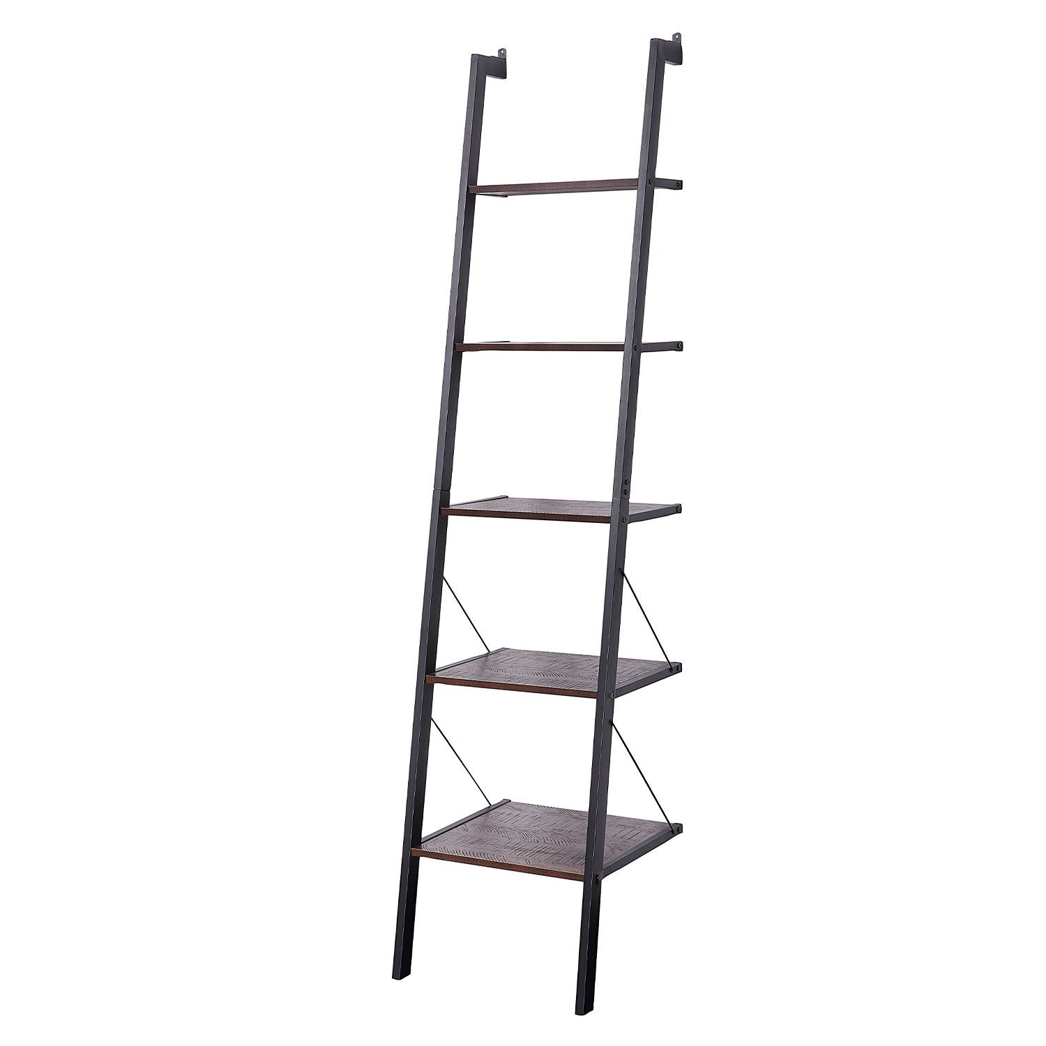  Elegant 5-Tier Ladder Shelf in Walnut