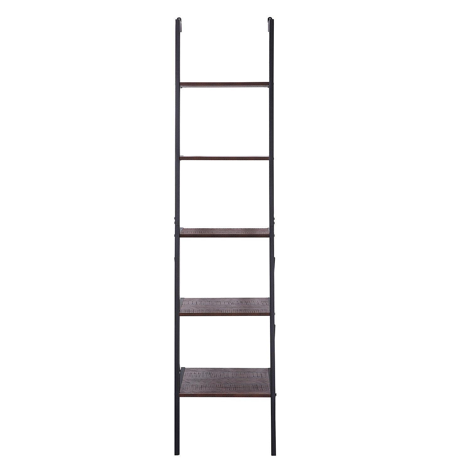  Elegant 5-Tier Ladder Shelf in Walnut