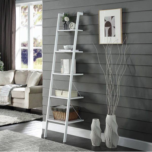  Elegant 5-Tier Ladder Shelf in White