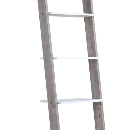 5 Tier Ladder Shelf White & Grey Oak Elegance