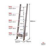 5 Tier Ladder Shelf White & Grey Oak Elegance