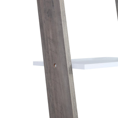 5 Tier Ladder Shelf White & Grey Oak Elegance