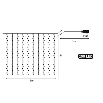 LED Curtain Fairy Lights Wedding 3*2m Cool White 3x2 Meter