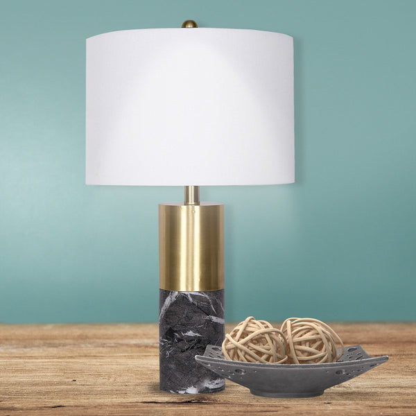  Bold Contrast Black Metal and Marble Table Lamp