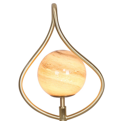 Orange Glass Table Lamp with White Marble Base