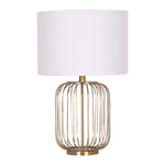 Rose Gold Table Lamp with Linen Drum Shade