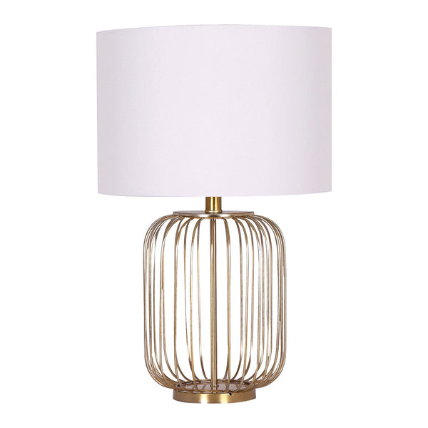  Rose Gold Table Lamp with Linen Drum Shade