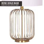 Rose Gold Table Lamp with Linen Drum Shade